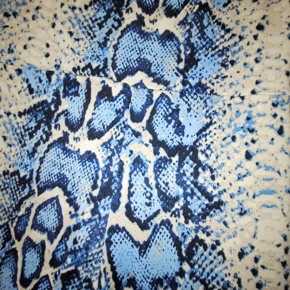 Strapless Jumpsuit In Blue Cream And Black Snake Print Front Tie Size M - Picture 11 of 17